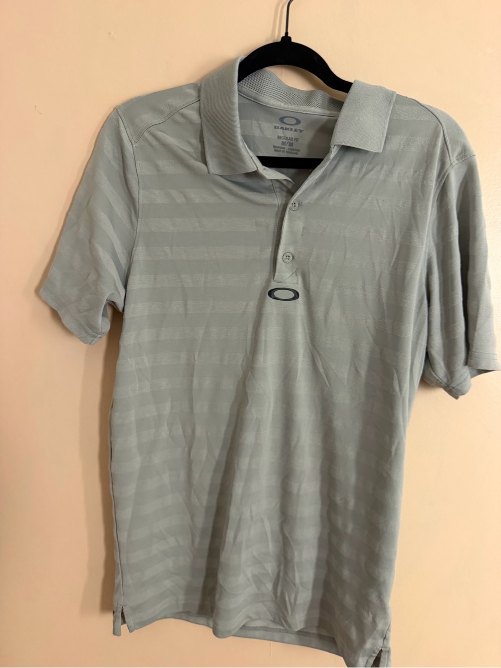 Oakley Men's Pale Gray Polo with Subtle Stripe
